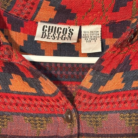 Chico's Multicolor Aztec Pattern Button-Up Shirt - Picture 3 of 6
